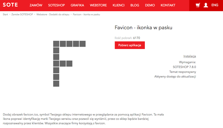 Aplikacja darmowa Favicon w Webstore