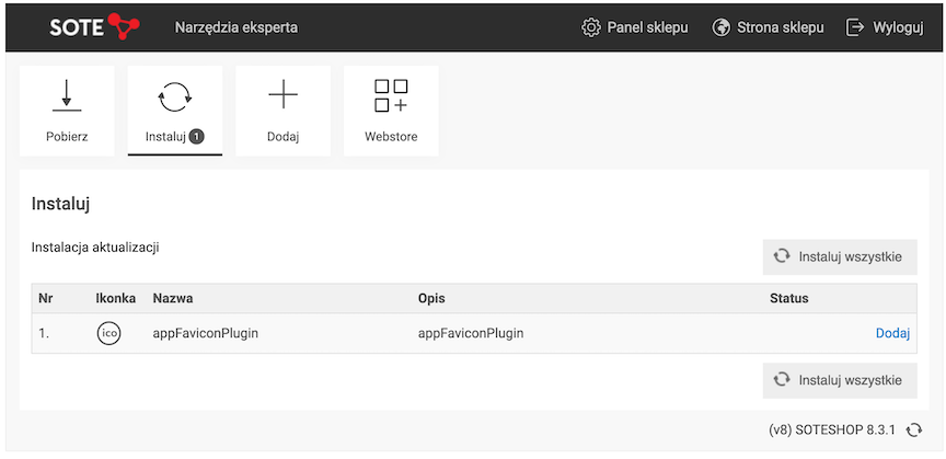 Process of installing Favicon addon