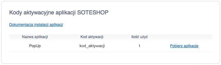 Fragment of an e-mail message with the activation code of the app from Webstore