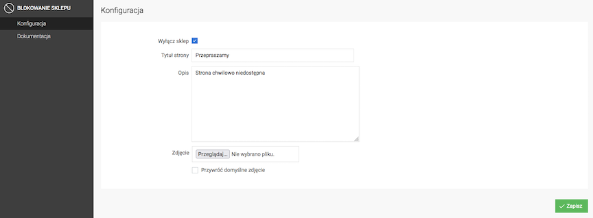 Store blocking configuration