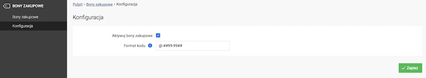 Konfiguracja modułu Bony zakupowe