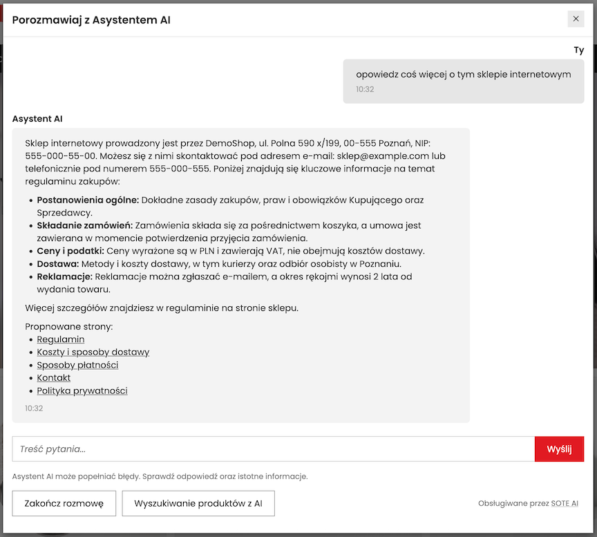 Czat z asystentem AI