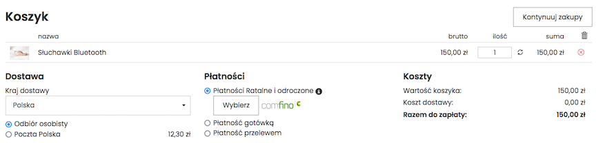 Płatność Comfino w koszyku