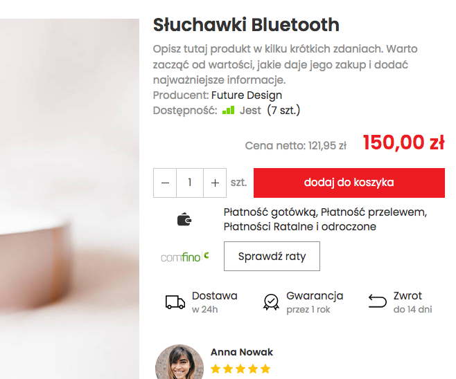 Widget ratalny Comfino na karcie produktu