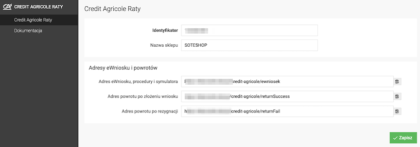 Credit Agricole Raty Configuration