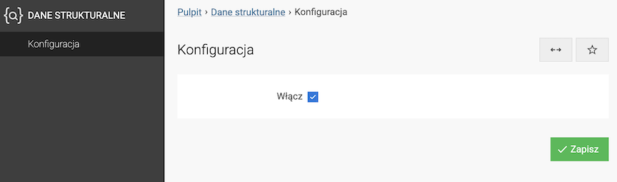 Dane strukturalne konfiguracja modułu w panelu