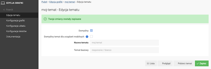 Nowy temat graficzny po zapisaniu
