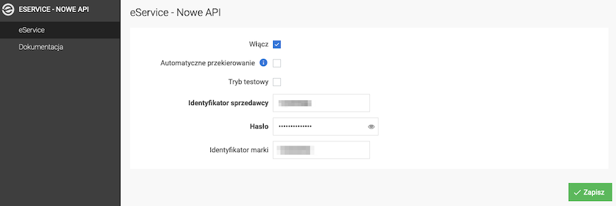 Konfiguracja API eService w sklepie Soteshop