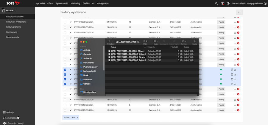 Wysyłka faktury do KSeF