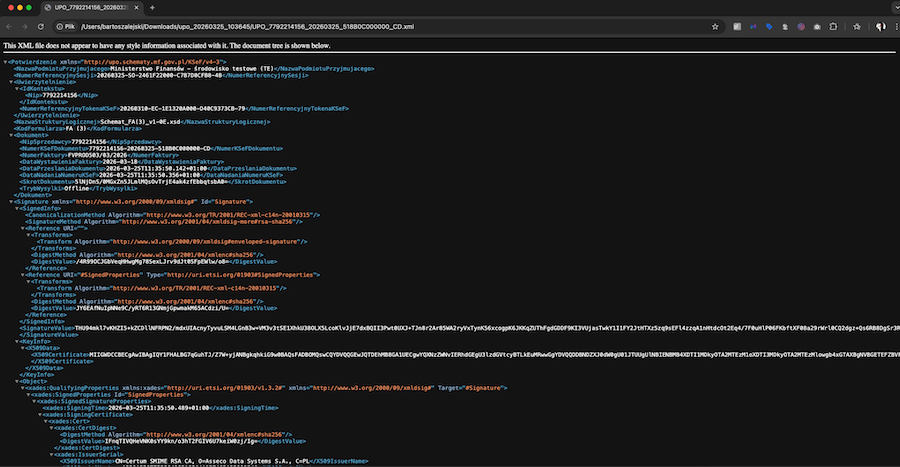 Wysyłka faktury do KSeF