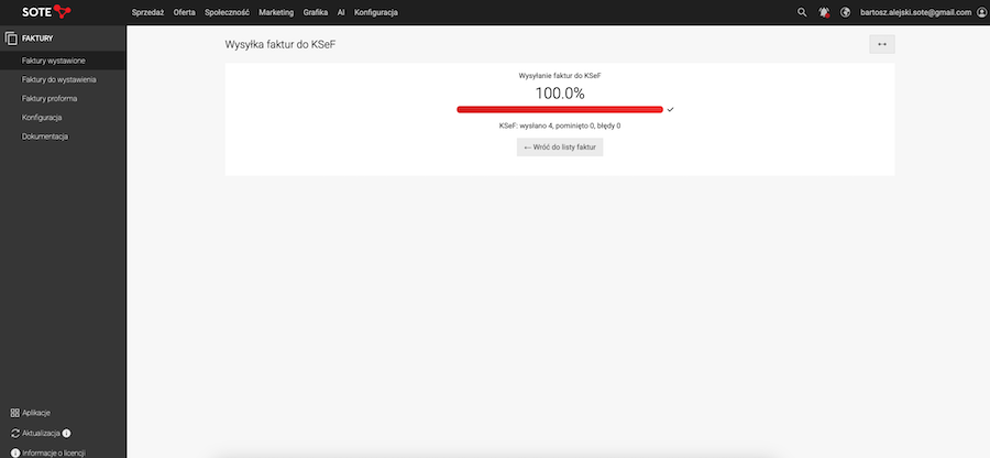 Wysyłka faktury do KSeF