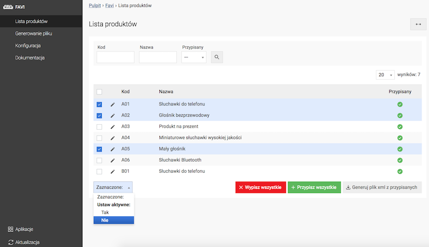 Deleting Products from Favi File