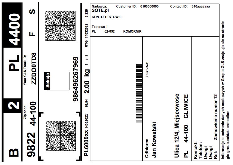 Label generated by the GLS module