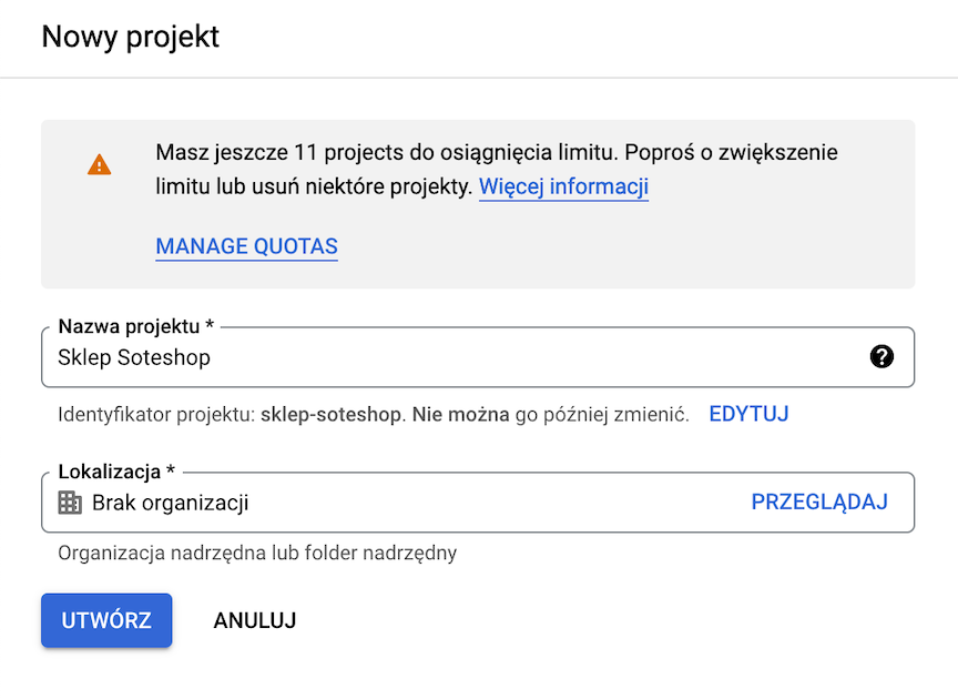 Creating Google Cloud Project