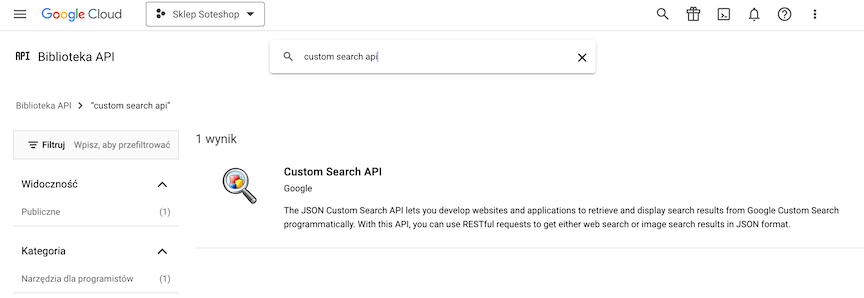 Wyszukiwanie bibliotek Google Cloud