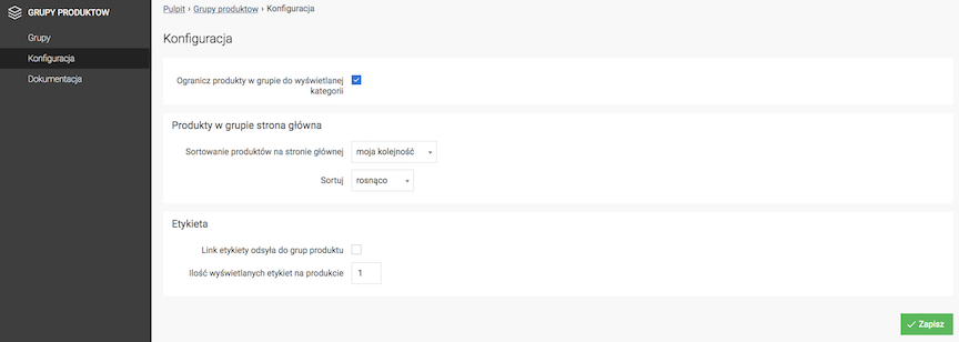 Product Group Module Configuration