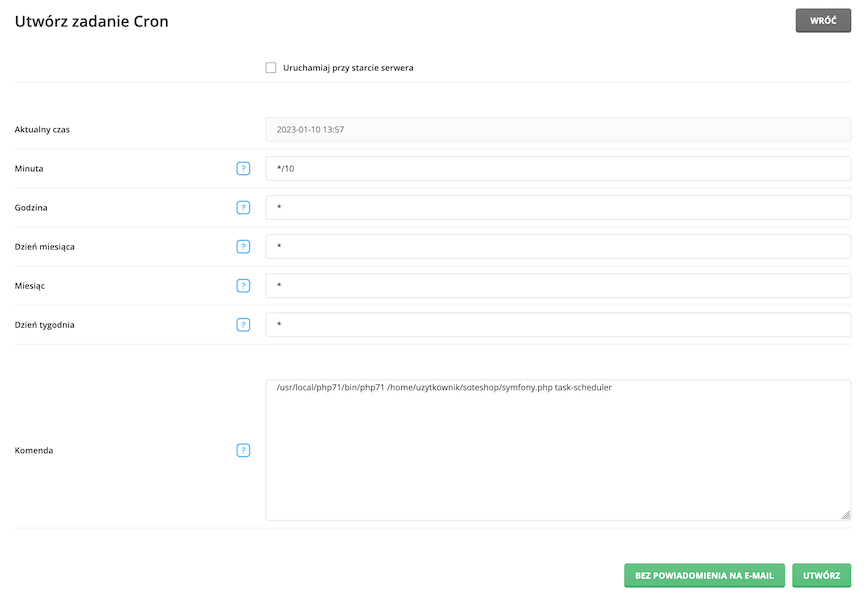 Cron configuration backend on Sote hosting