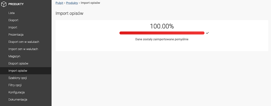 Opisy produktów zostały zaimportowane