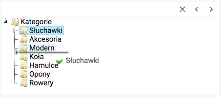 Zmienianie kolejności kategorii w drzewie