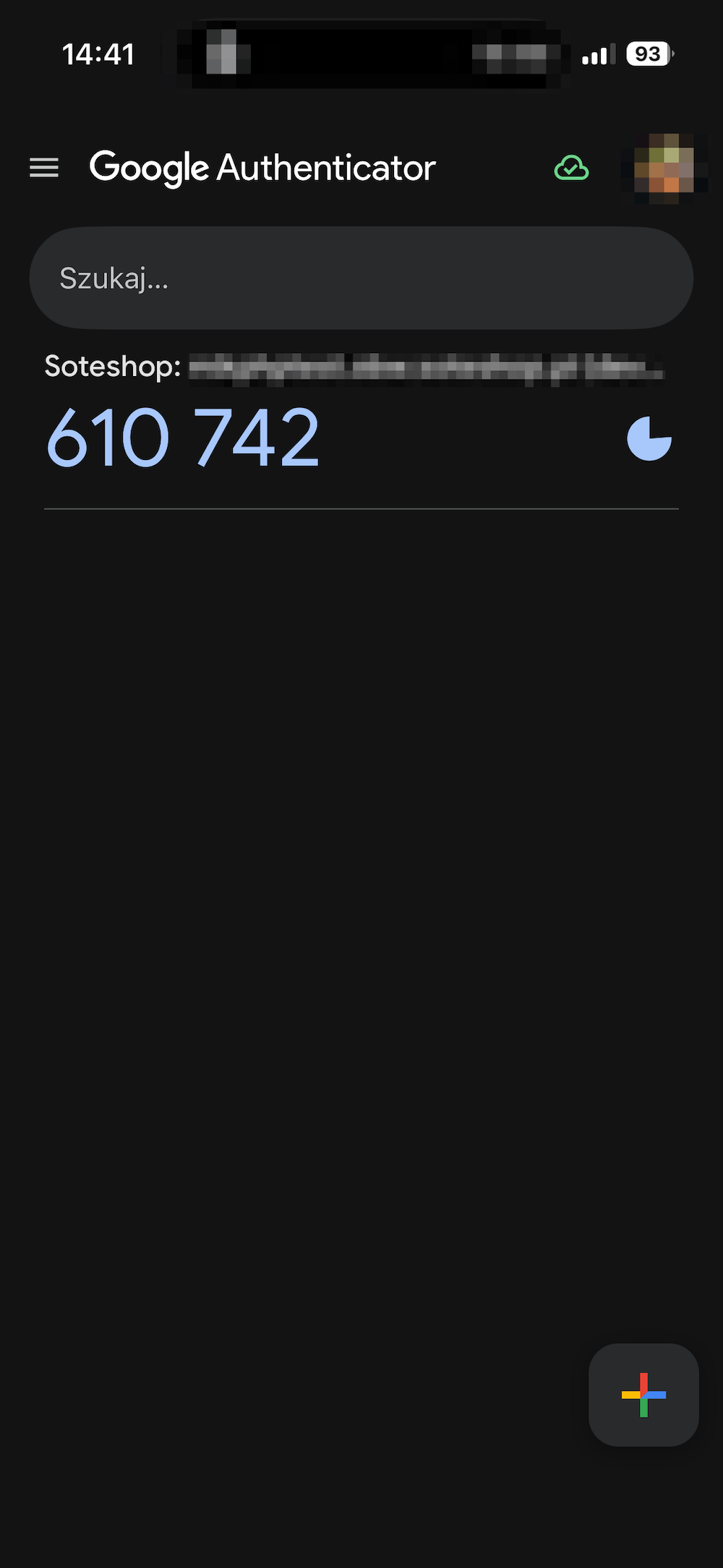 Verification code in Google Authenticator