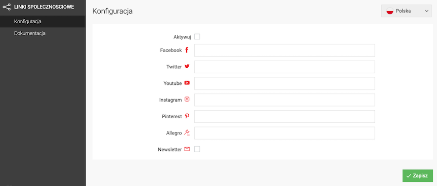 Social Links Configuration