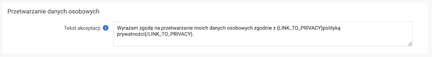 Przetwarzanie danych osobowych, konfiguracja