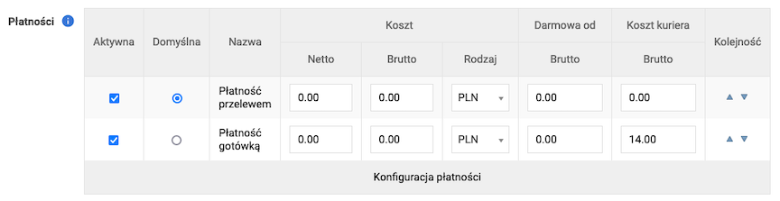 Edycja dodatkowych kosztów dla transportu