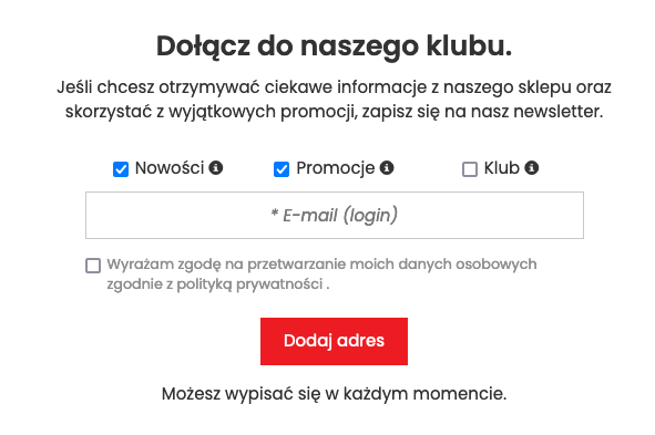 Przetwarzanie danych osobowych newsletter