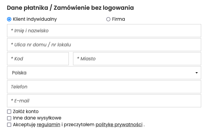 Regulamin sklepu zatwierdzany na pierwszym kroku koszyka