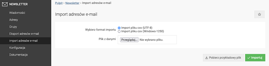 Download exported file with emails from Newsletter