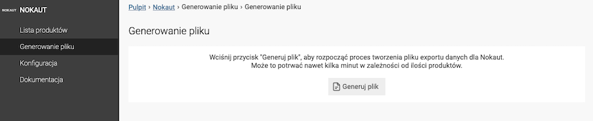 Generowanie pliku Nokaut 