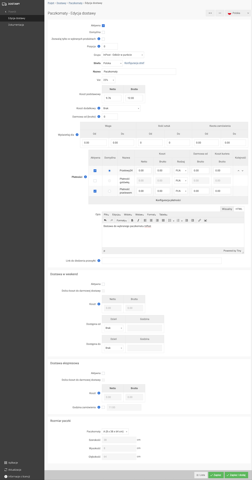 Adding Paczkomaty as a delivery method