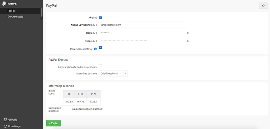 Konfiguracja PayPal w sklepie