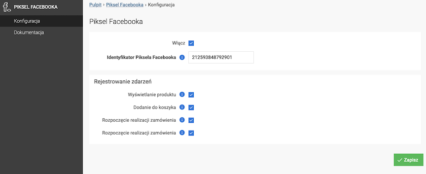 Piksel Facebooka konfiguracja zdarzeń