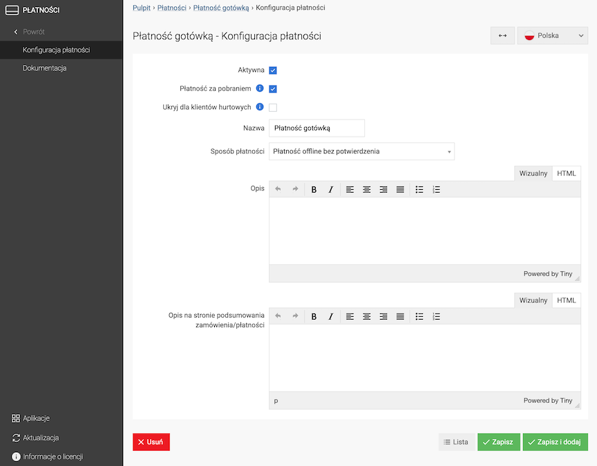 Cash on delivery configuration