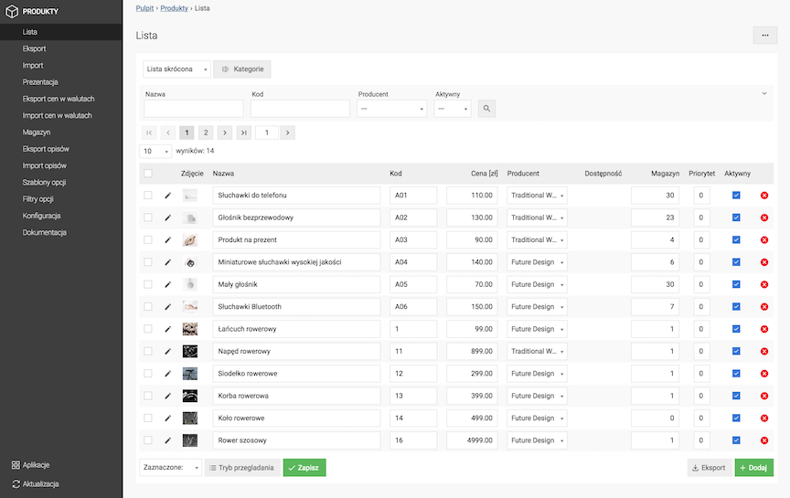 Bulk editing of product priority on the short list