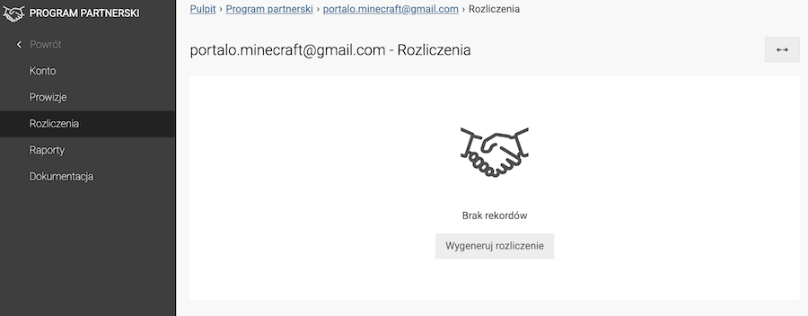 Lista rozliczeń partnerskich