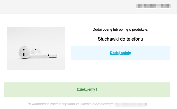 E-mail z prośbą o recenzję zakupionego produktu