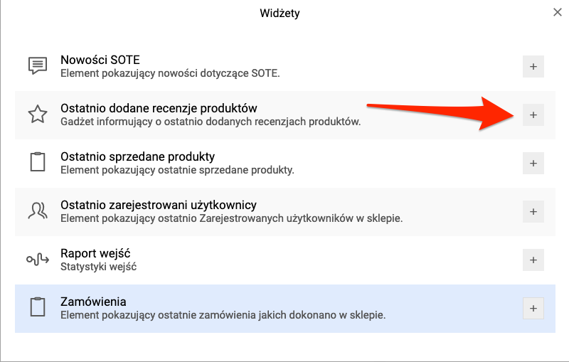 Dodanie widżetu ostatnio dodane recenzje produktów