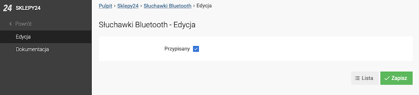 Edycja przypisania produktu do Sklepy24