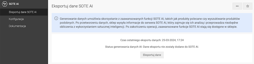 Eksportowanie danych SOTE AI