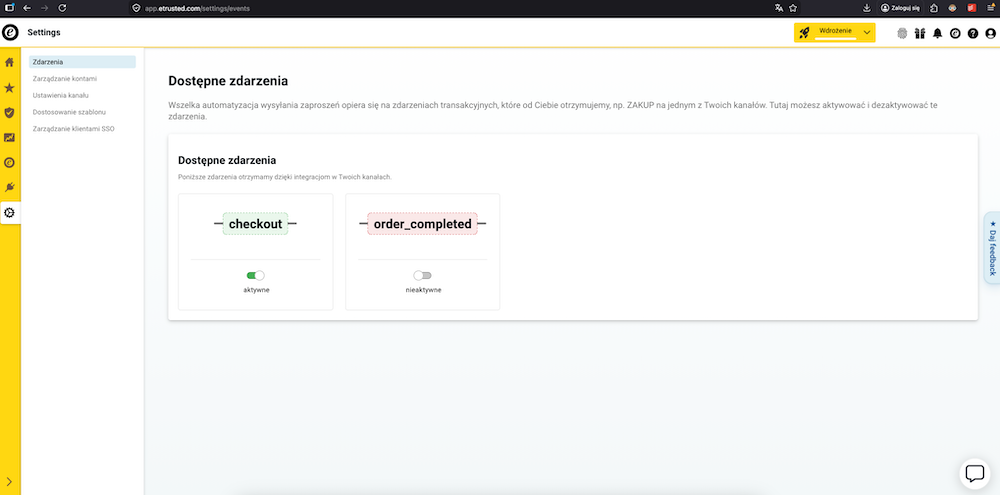 Ustawienia Checkout Trustbadge - ekran 1