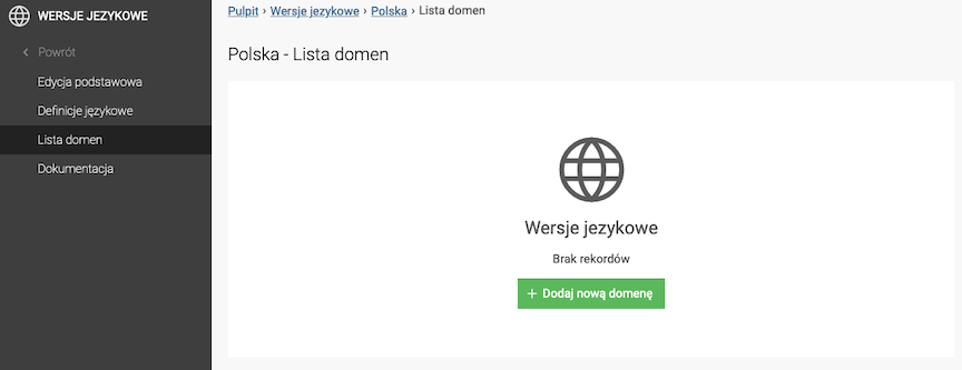 Lista domen wersji językowej