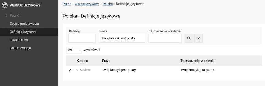 Lista definicji językowych