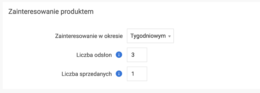 Konfiguracja informacji o zainteresowaniu i sprzedanych