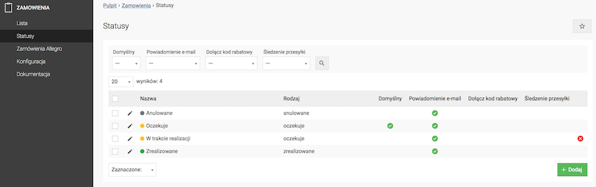 Lista statusów