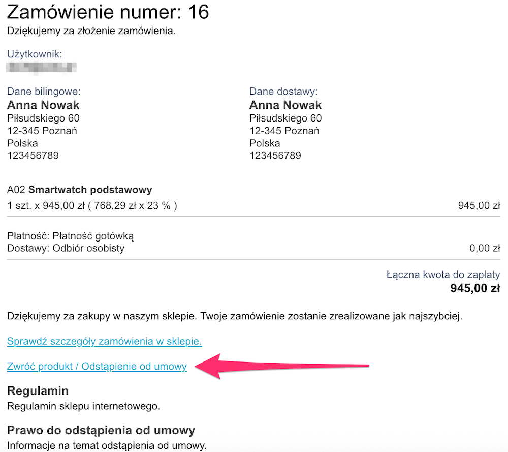 Podsumowanie odstąpienia od umowy