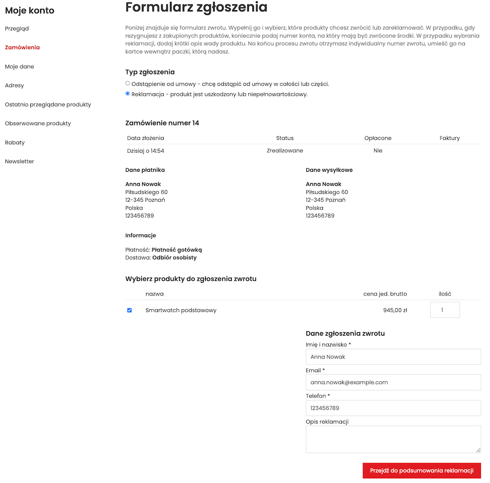 Formularz odstąpienia od umowy