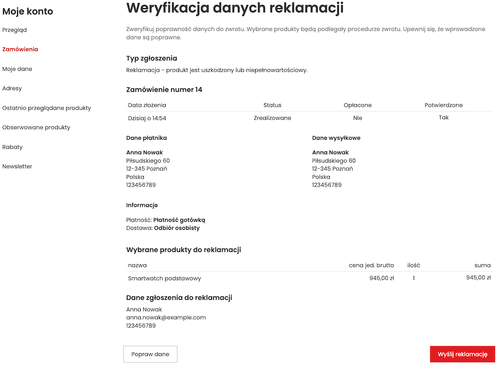 Potwierdzenie odstąpienia od umowy