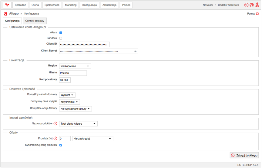 Konfiguracja Allegro w sklepie internetowym